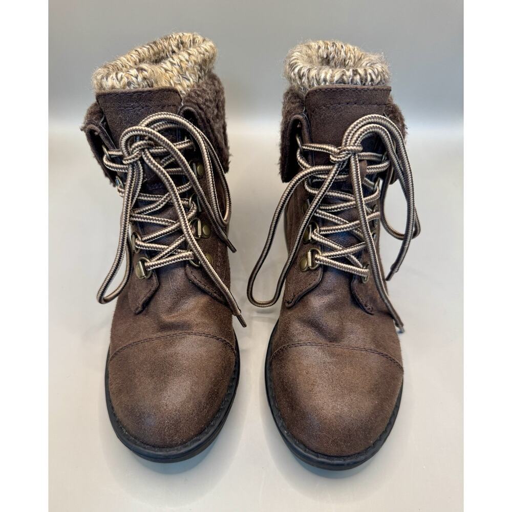 Cliffs by White Mountain Brown Fold Over Knit Cuff Boots Women’s 6M Lace Up - Picture 12 of 12